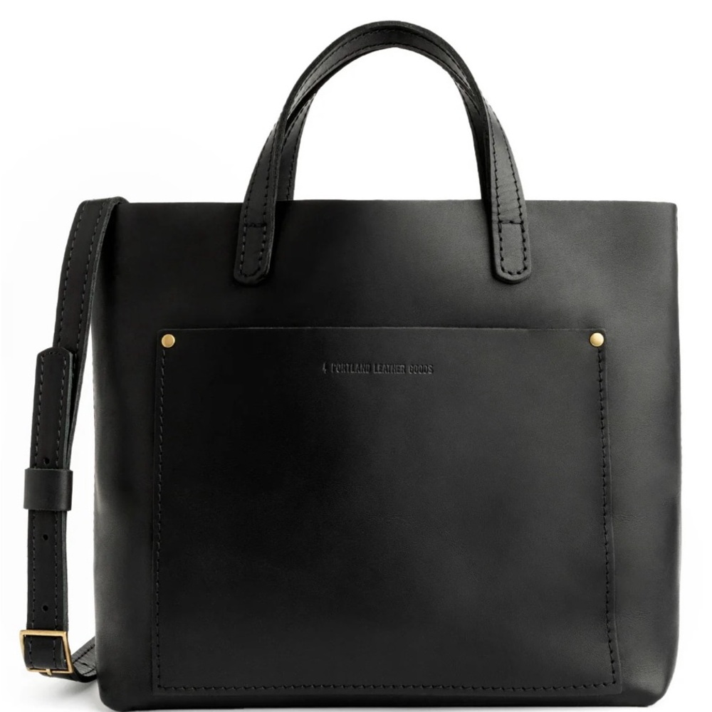 Portland Leather Co Black Leather Tote Bag